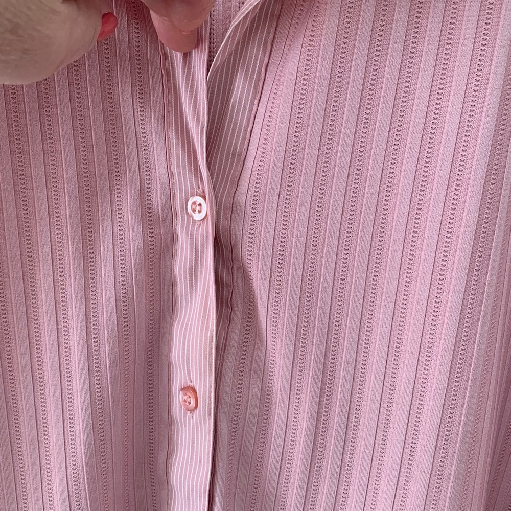 Pink Striped Button-Up Shirt 2X - Picture 3 of 9